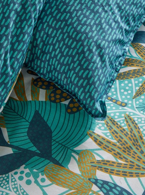 Dekbedovertrek met bladerenprint, omkeerbaar - 2 personen - Kiabi