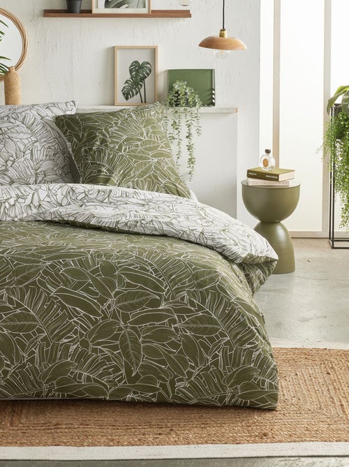 Dekbedovertrek met bladerprint - 2 personen - Kiabi