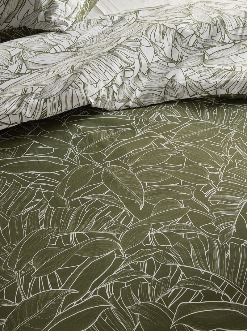 Dekbedovertrek met bladerprint - 2 personen Blauw - Kiabi