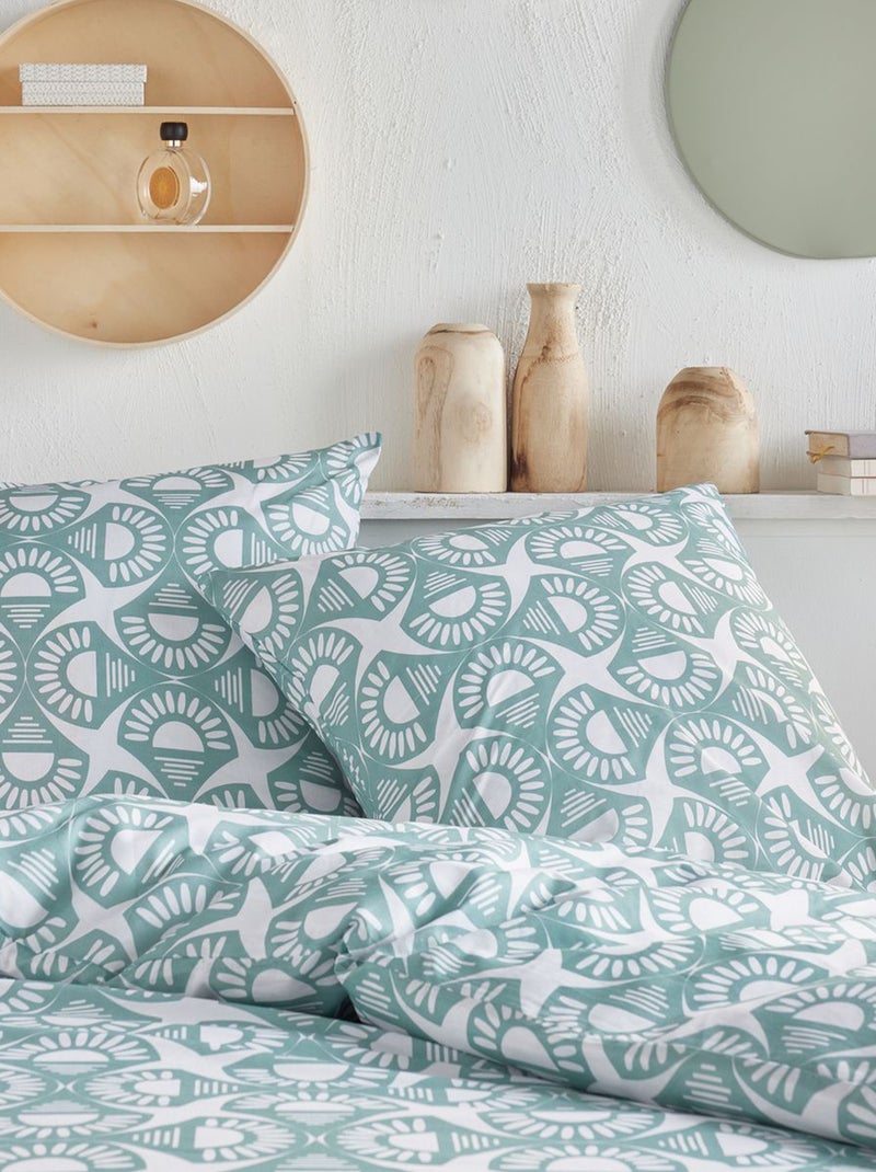 Dekbedovertrek met grafische print - 2 personen Groen - Kiabi
