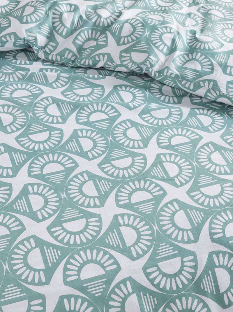 Dekbedovertrek met grafische print - 2 personen Groen - Kiabi