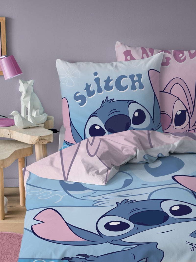 Dekbedovertrek met 'Stitch en Angel' print - 1-persoons Blauw - Kiabi