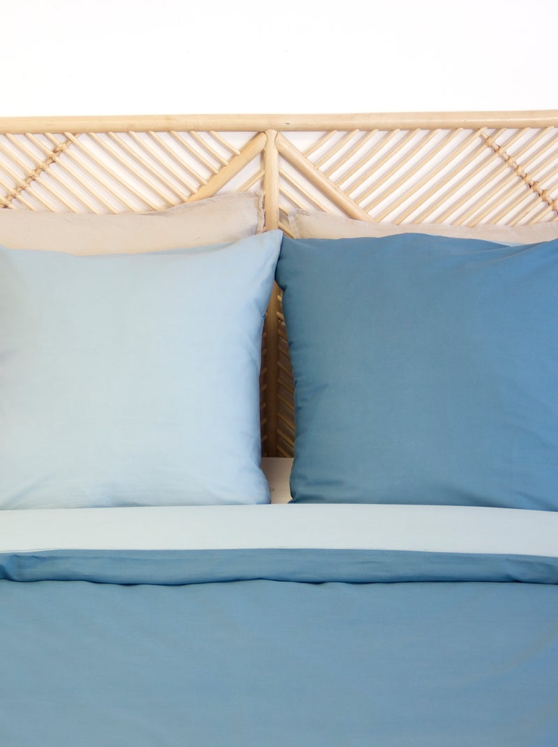 Dekbedovertrekset + 2 kussenslopen van effen katoen 240x220 - 260x240 Blauw - Kiabi