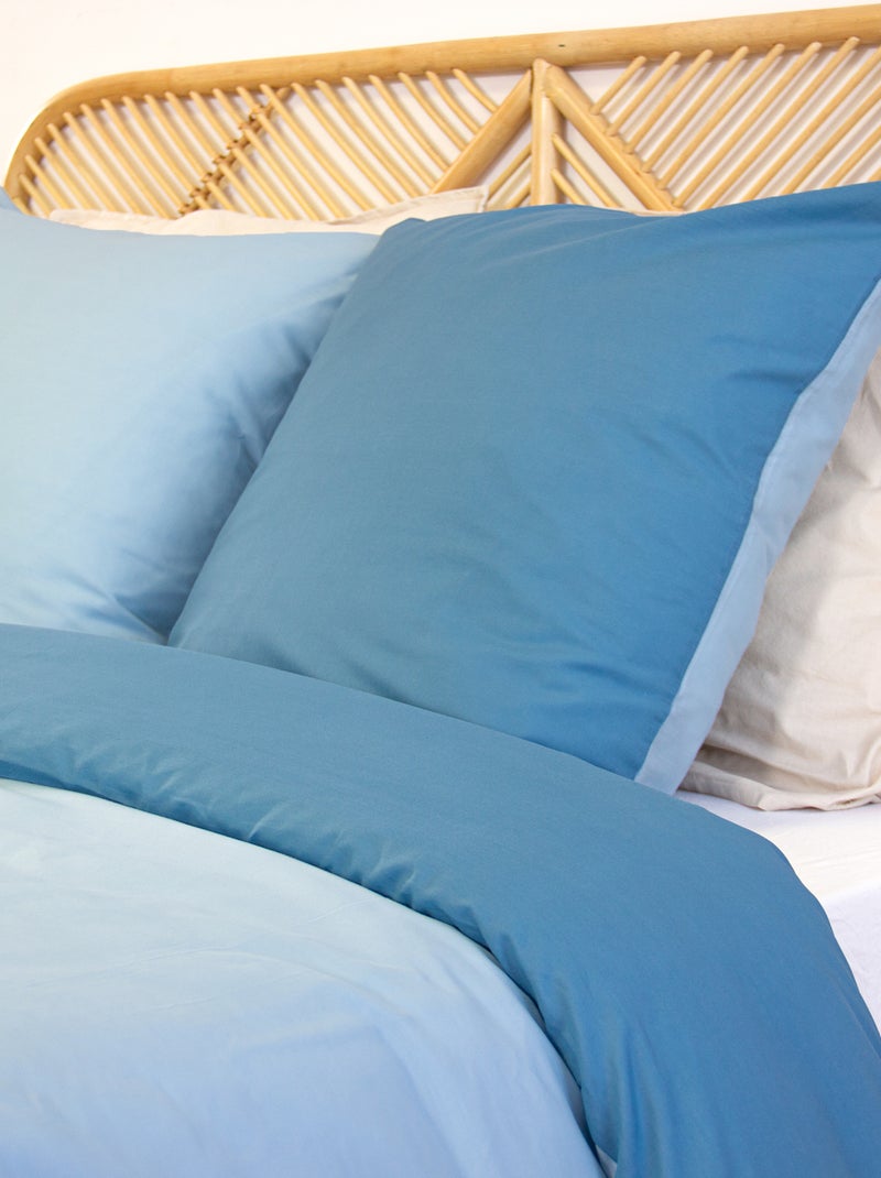 Dekbedovertrekset + 2 kussenslopen van effen katoen 240x220 - 260x240 Blauw - Kiabi