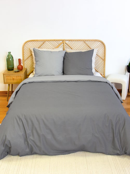 Dekbedovertrekset + 2 kussenslopen van effen katoen 240x220 - 260x240 - Kiabi