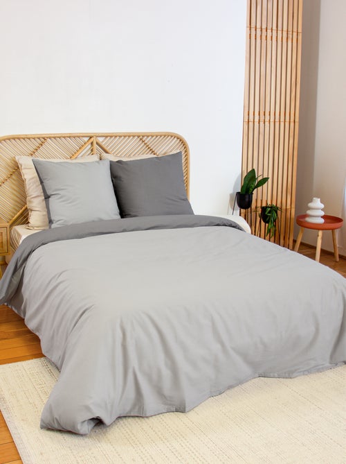 Dekbedovertrekset + 2 kussenslopen van effen katoen 240x220 - 260x240 - Kiabi