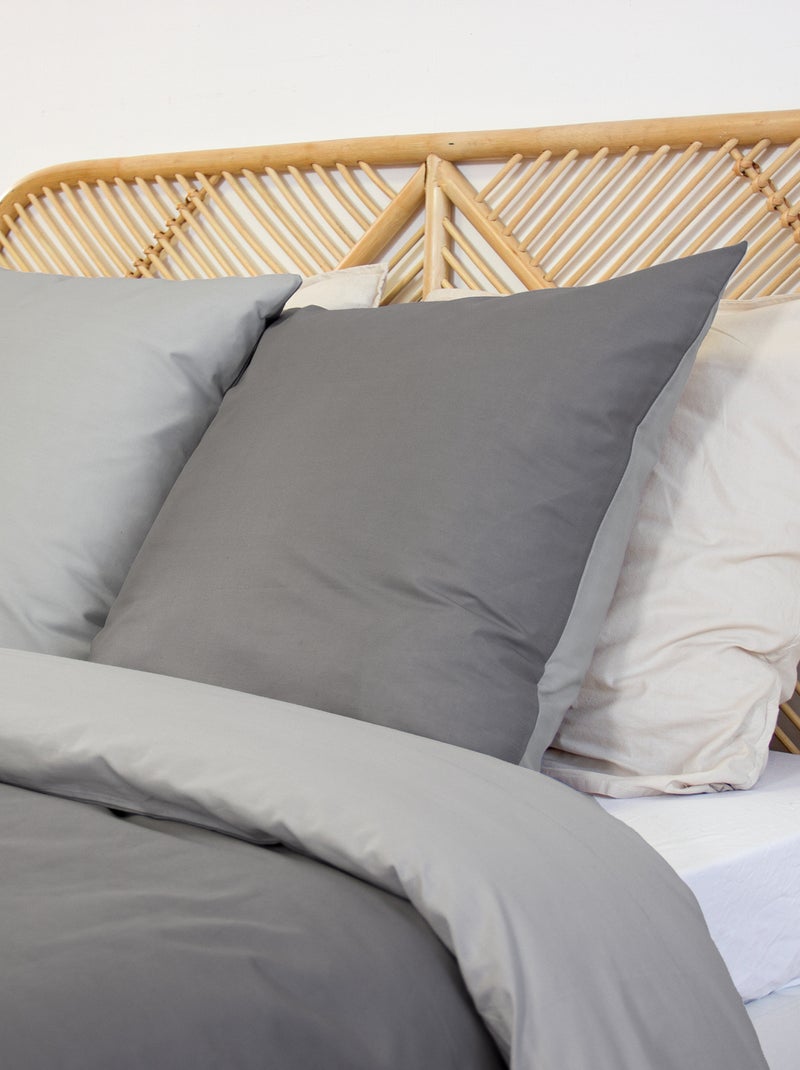 Dekbedovertrekset + 2 kussenslopen van effen katoen 240x220 - 260x240 Grijs - Kiabi
