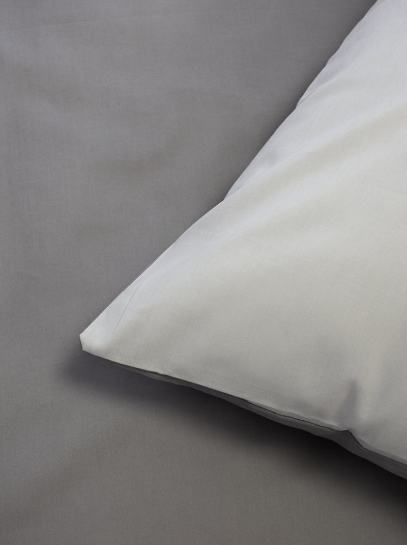 Dekbedovertrekset + 2 kussenslopen van effen katoen 240x220 - 260x240 Grijs - Kiabi