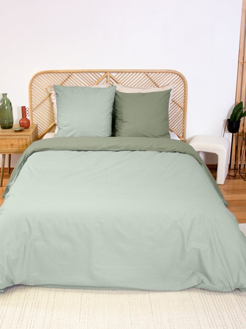 Dekbedovertrekset + 2 kussenslopen van effen katoen 240x220 - 260x240 - Kiabi