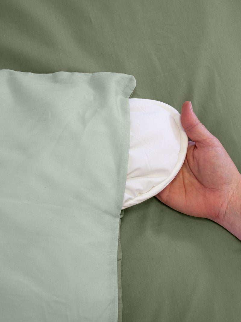 Dekbedovertrekset + 2 kussenslopen van effen katoen 240x220 - 260x240 Groen - Kiabi