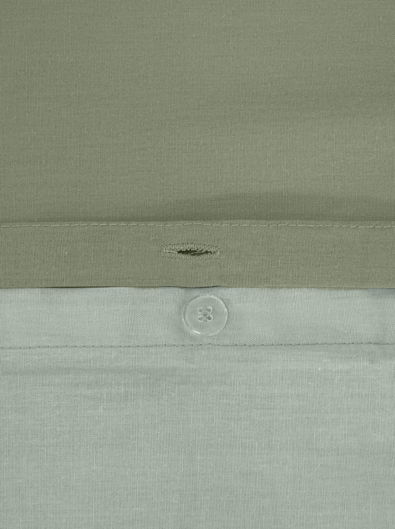 Dekbedovertrekset + 2 kussenslopen van effen katoen 240x220 - 260x240 Groen - Kiabi