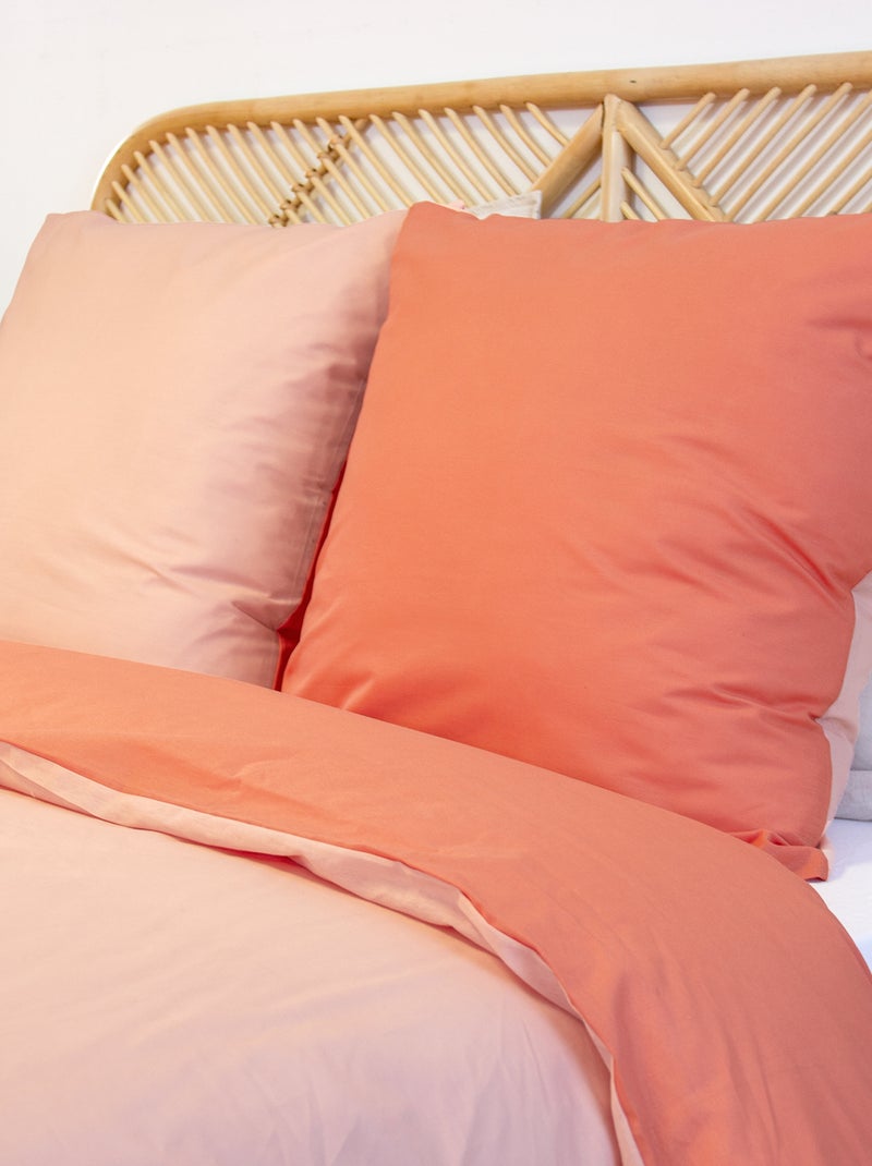 Dekbedovertrekset + 2 kussenslopen van effen katoen 240x220 - 260x240 Oranje - Kiabi