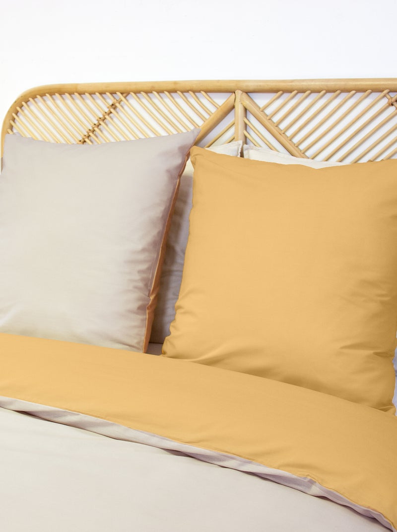 Dekbedovertrekset + 2 kussenslopen van effen katoen 240x220 - 260x240 Oranje - Kiabi