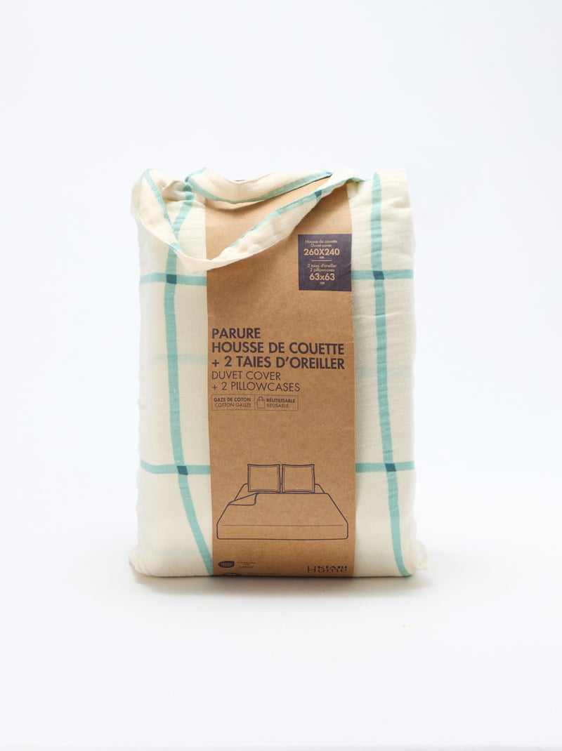 Dekbedovertrekset 2-persoons 260 x 240 cm van dubbel katoengaas - Kiabi Home Blauw - Kiabi