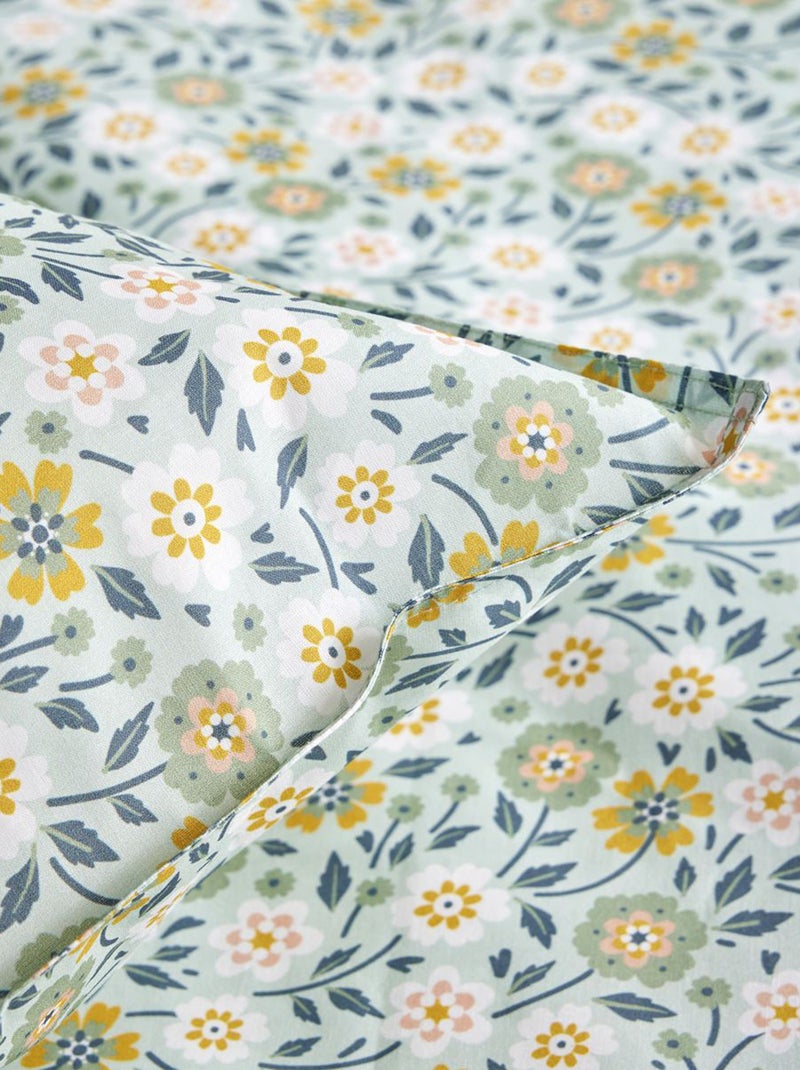 Dekbedset met bloemenprint - Voor 2-persoonsbed BLAUW - Kiabi