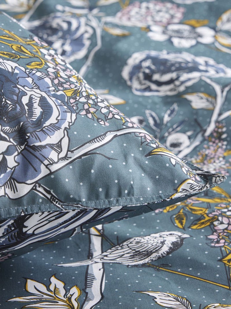 Dekbedset met bloemenprint - Voor 2-persoonsbed BLAUW - Kiabi