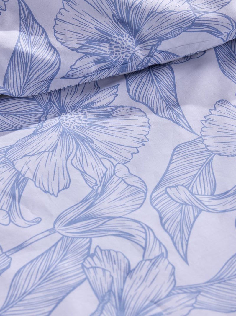 Dekbedset met bloemenprint - Voor 2-persoonsbed Blauw - Kiabi