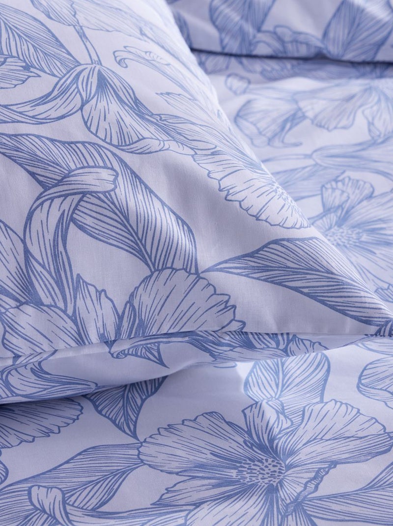 Dekbedset met bloemenprint - Voor 2-persoonsbed Blauw - Kiabi