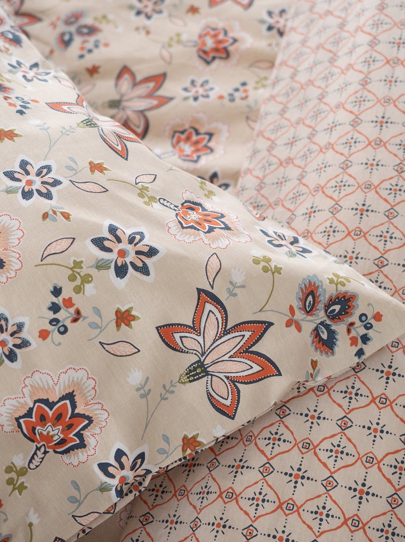Dekbedset met bloemmotief - Voor 2-persoonsbed BIEGE - Kiabi