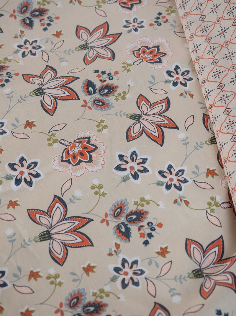 Dekbedset met bloemmotief - Voor 2-persoonsbed BIEGE - Kiabi