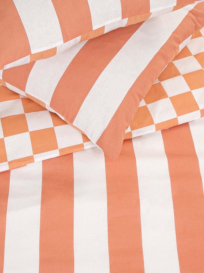 Dekbedset met dambordprint - Voor 2-persoonsbed ROSE - Kiabi