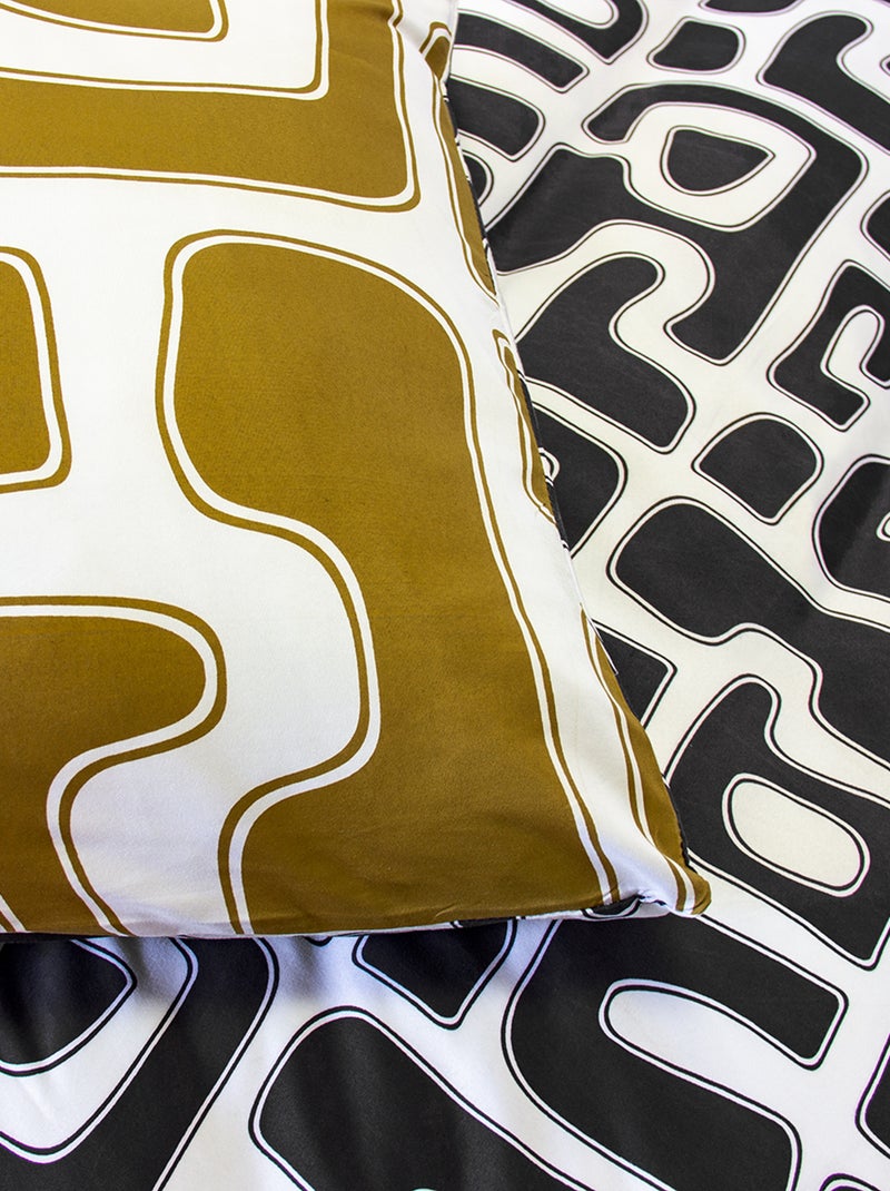 Dekbedset met fantaisieprint - Voor 2-persoonsbed Zwart - Kiabi