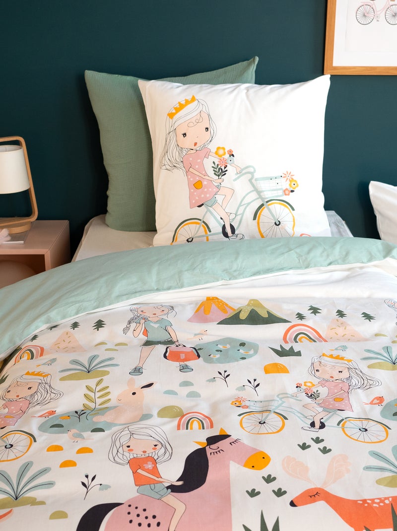 Dekbedset met fantasieprint - 1-persoonsbed Wit - Kiabi