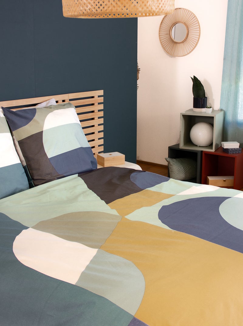 Dekbedset met grafische print - Voor 2-persoonsbed Blauw - Kiabi