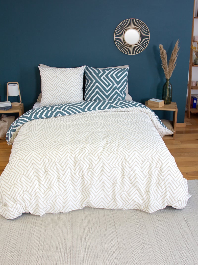 Dekbedset met grafische print - Voor 2-persoonsbed Blauw - Kiabi