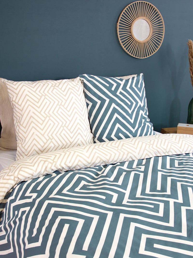 Dekbedset met grafische print - Voor 2-persoonsbed Blauw - Kiabi