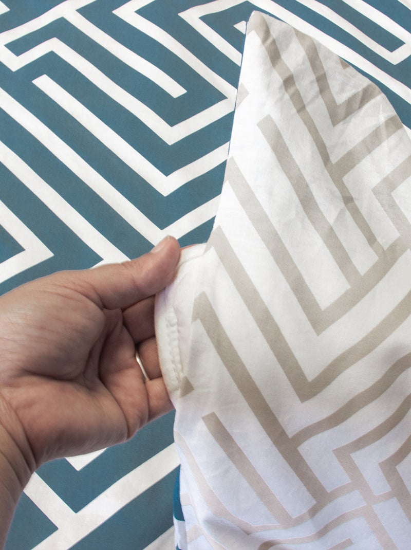 Dekbedset met grafische print - Voor 2-persoonsbed Blauw - Kiabi