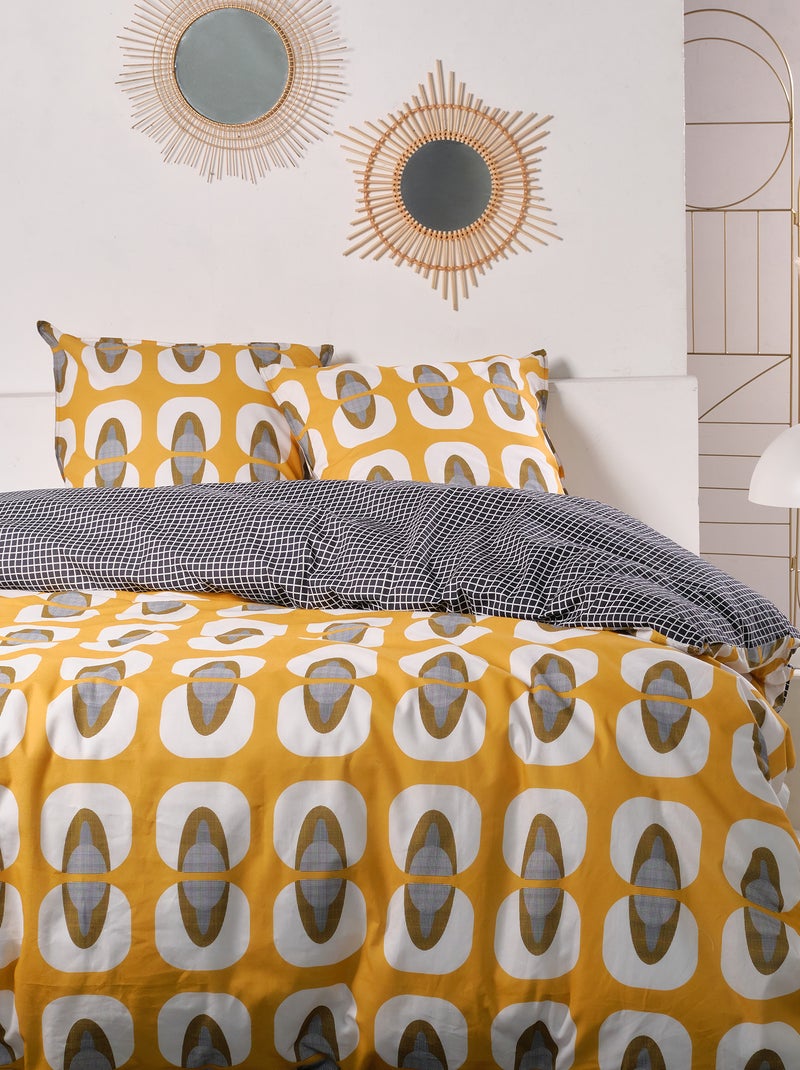 Dekbedset met print - 2-persoonsbed GRIJS - Kiabi