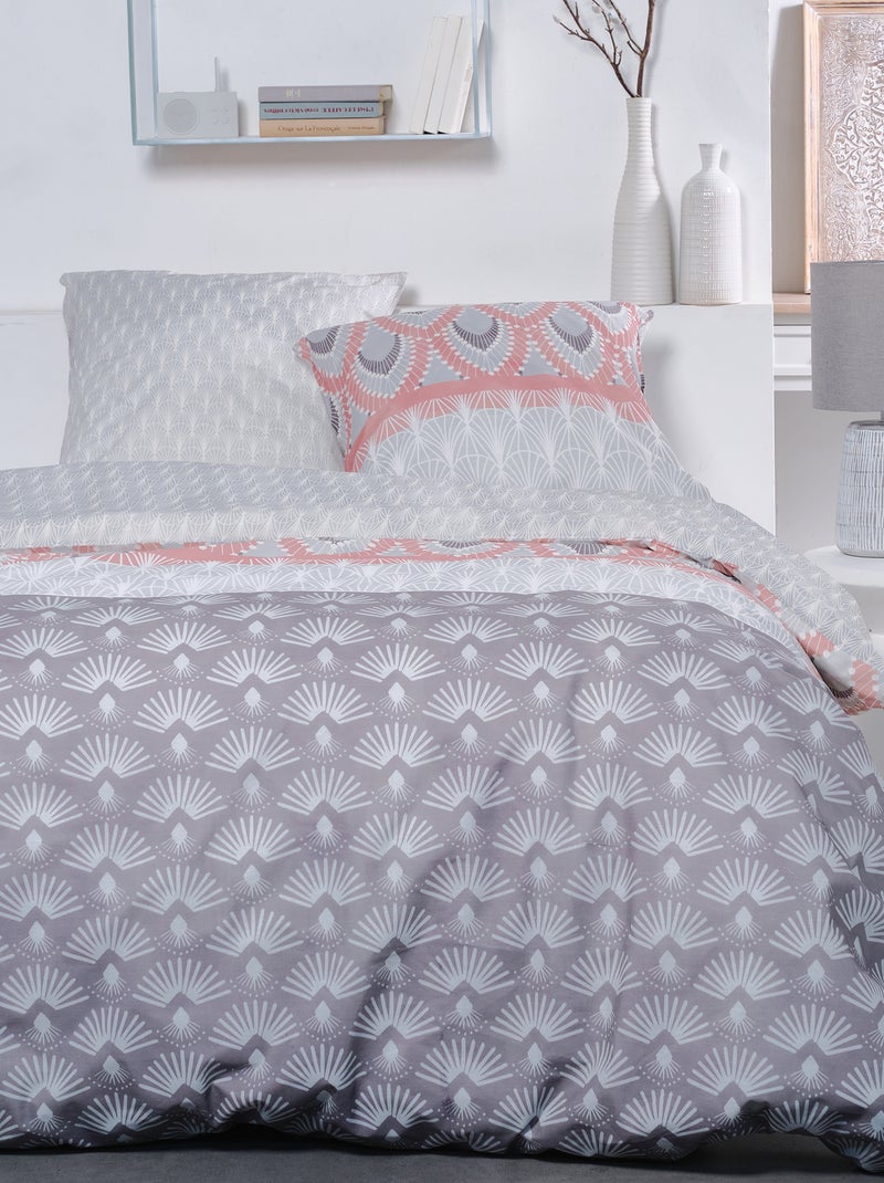 Dekbedset met print - 2-persoonsbed grijs / roze - Kiabi