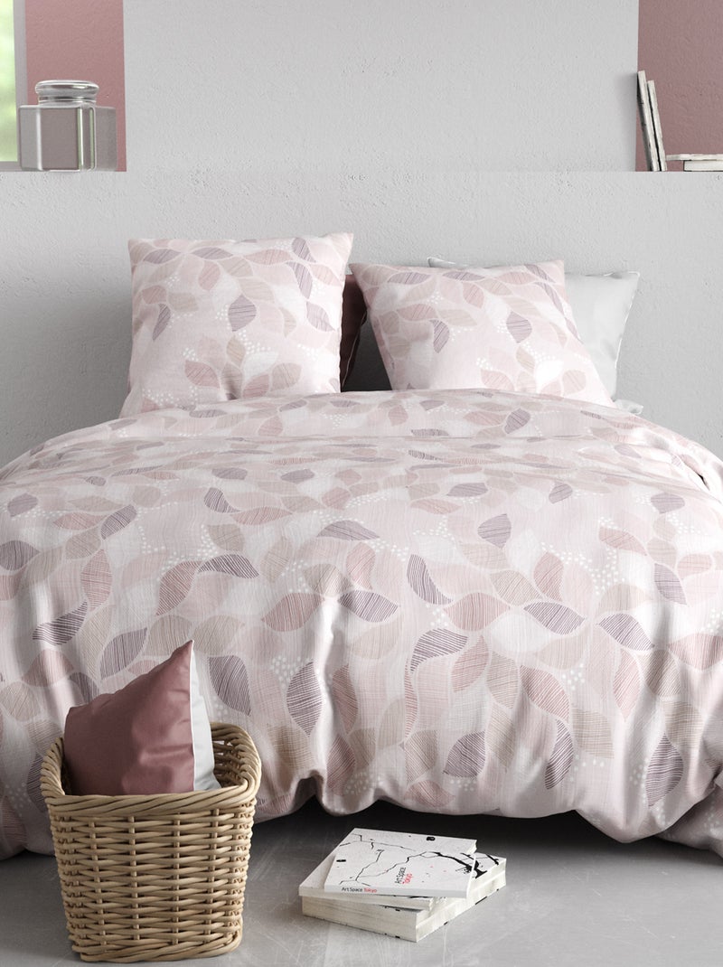 Dekbedset met print - dekbedovertrek + 2 kussenslopen - Voor 2-persoonsbed Biege - Kiabi