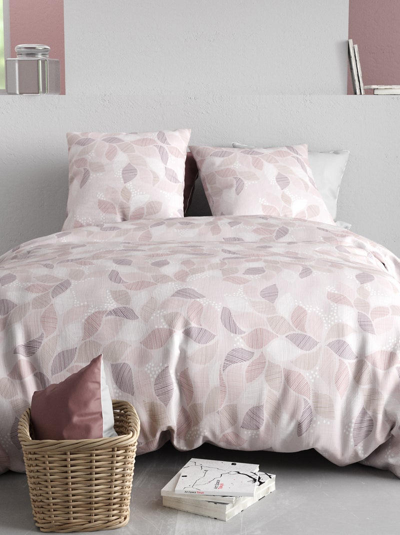 Dekbedset met print - dekbedovertrek + 2 kussenslopen - Voor 2-persoonsbed Biege - Kiabi