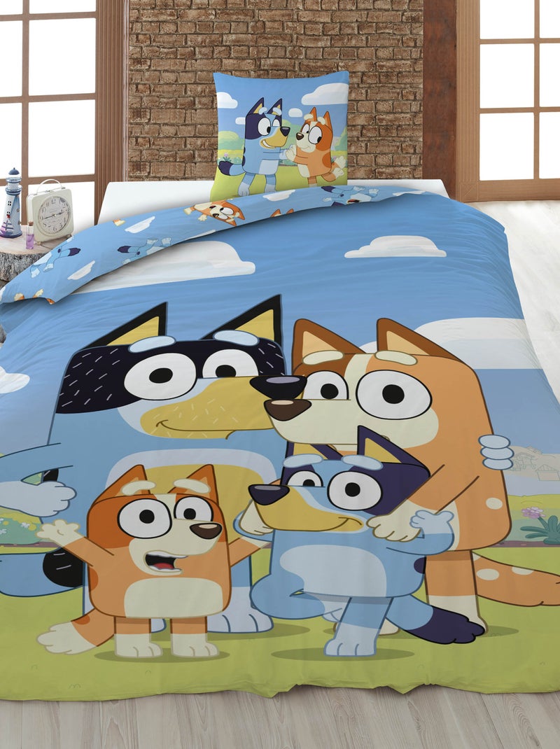 Dekbedset met print - dekbedovertrek + 2 kussenslopen - Voor 2-persoonsbed Blauw - Kiabi