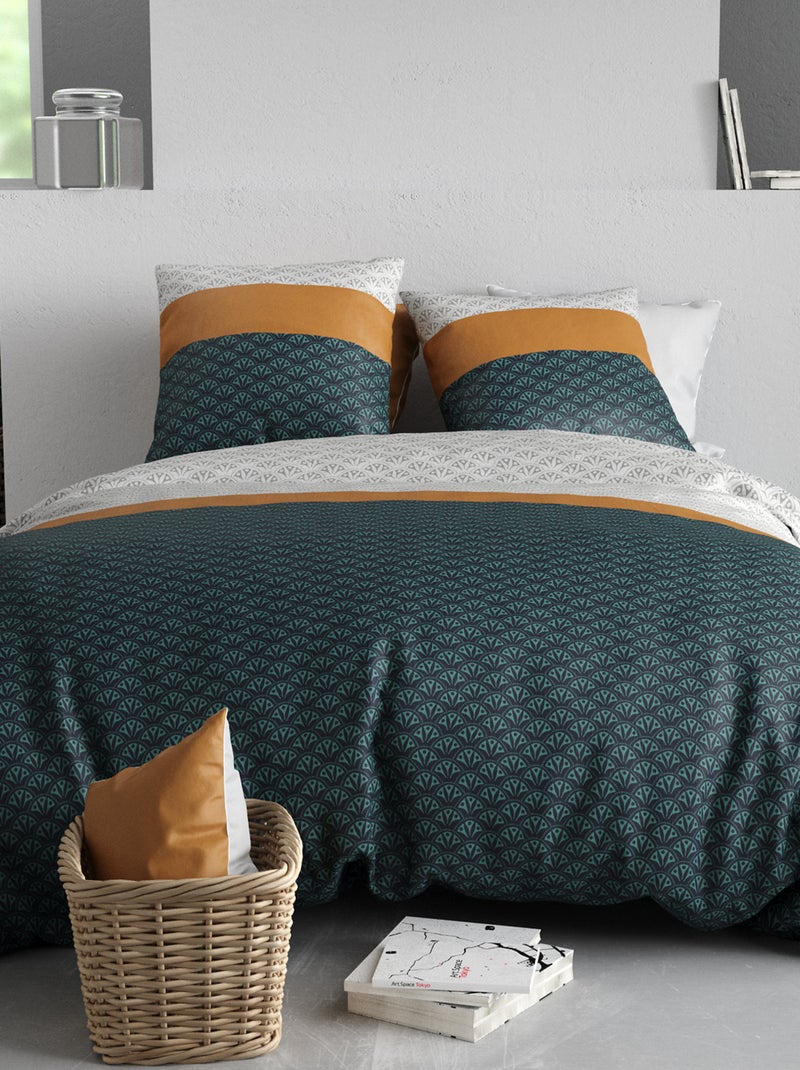 Dekbedset met print - dekbedovertrek + 2 kussenslopen - Voor 2-persoonsbed Grijs - Kiabi
