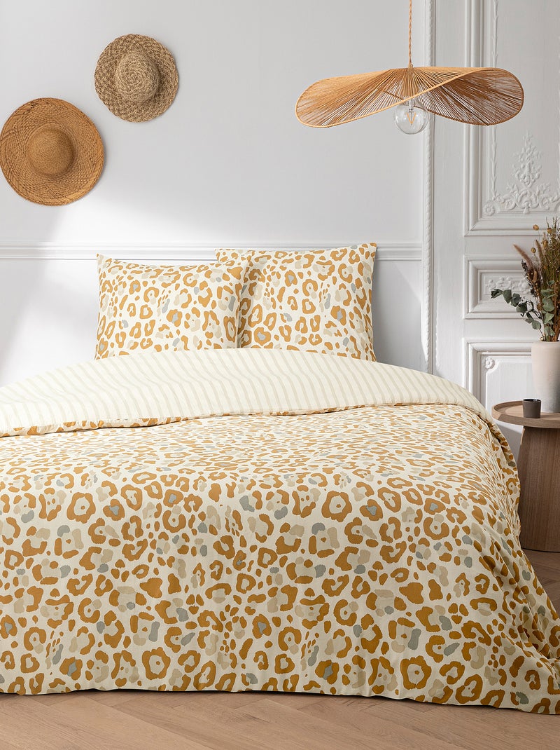 Dekbedset met print - Voor 2-persoonsbed BIEGE - Kiabi