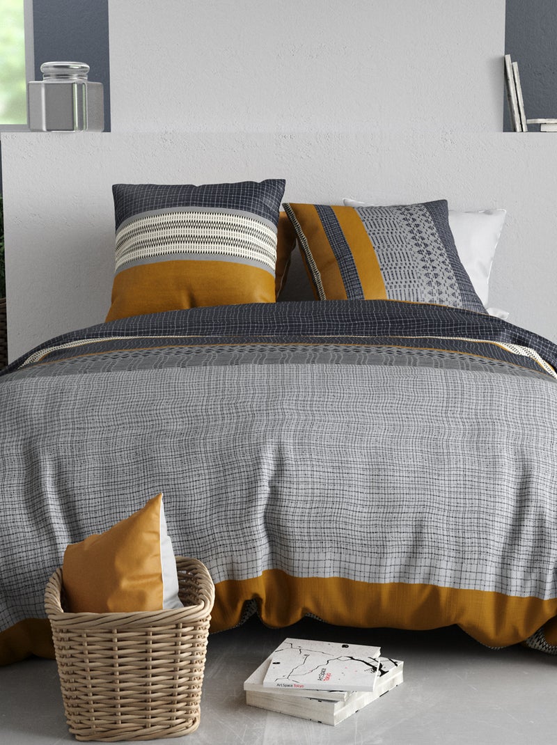Dekbedset met print - Voor 2-persoonsbed Grijs - Kiabi