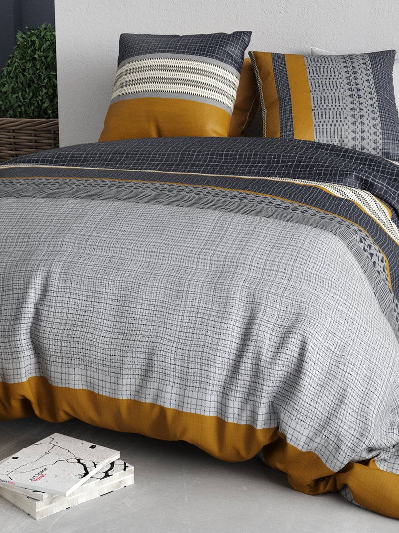 Dekbedset met print - Voor 2-persoonsbed Grijs - Kiabi