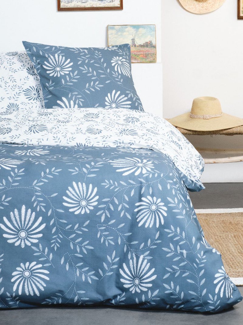Dekbedset met print blauw - Kiabi