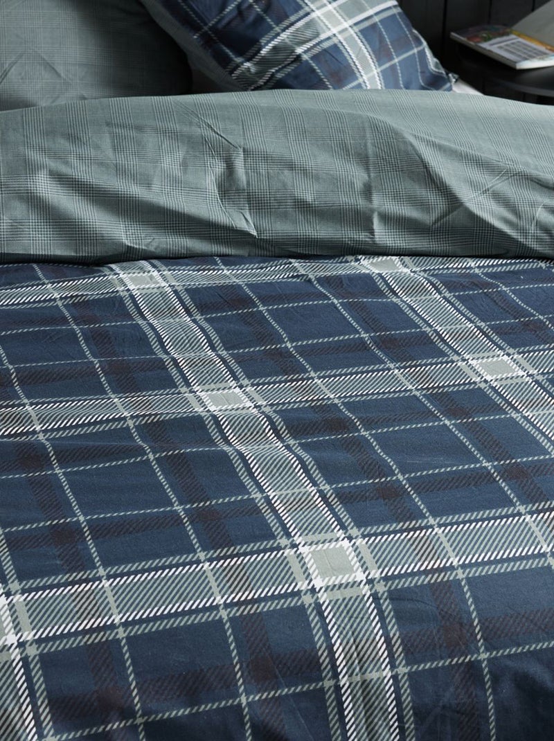 Dekbedset met ruitjes - Voor 2-persoonsbed BLAUW - Kiabi