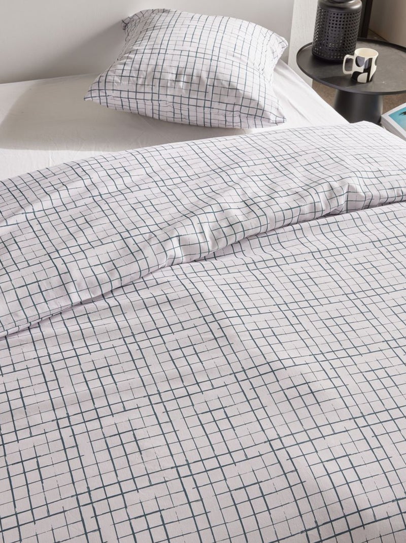 Dekbedset met ruitjes - Voor 2-persoonsbed WIT - Kiabi