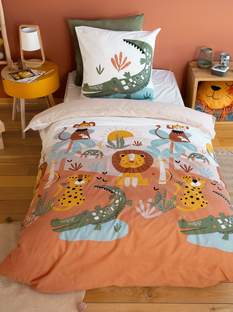 Dekbedset met savanneprint - 1-persoonsbed Wit - Kiabi