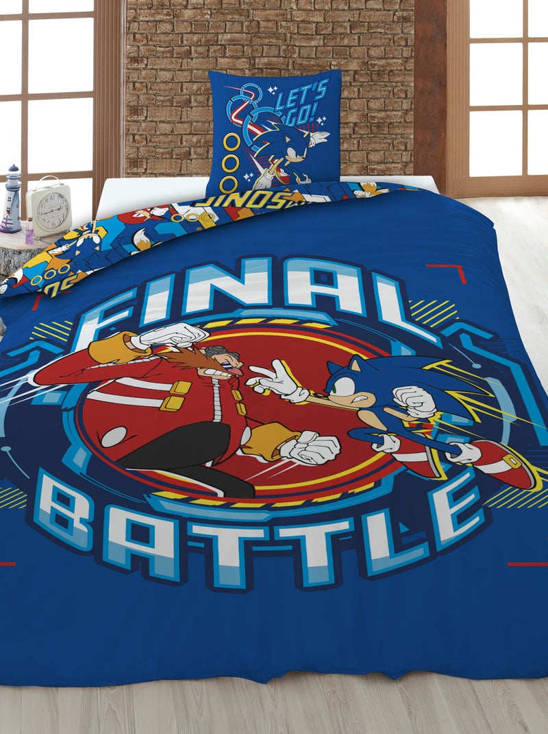Dekbedset met Sonic-print - Voor 1-persoonsbed Blauw - Kiabi