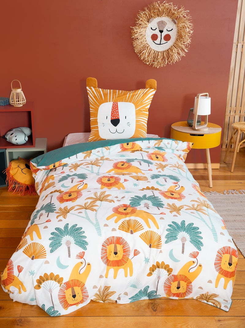 Dekbedset met stoere print - 1-persoonsbed BLAUW - Kiabi