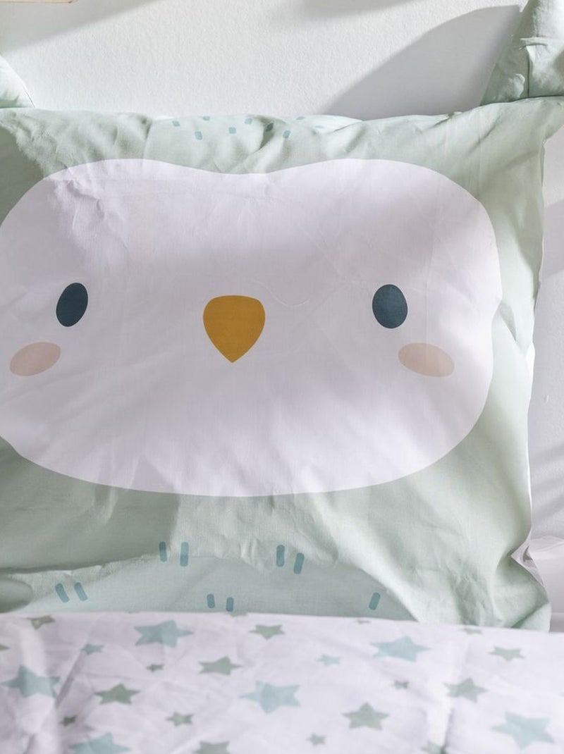 Dekbedset met uilenprint - 1-persoonsbed Groen - Kiabi