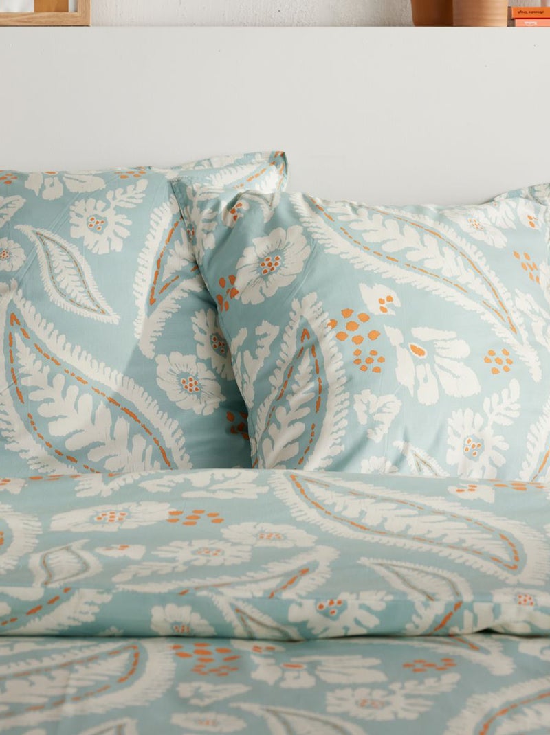 Dekbedset met verenprint - Voor 2-persoonsbed Blauw - Kiabi