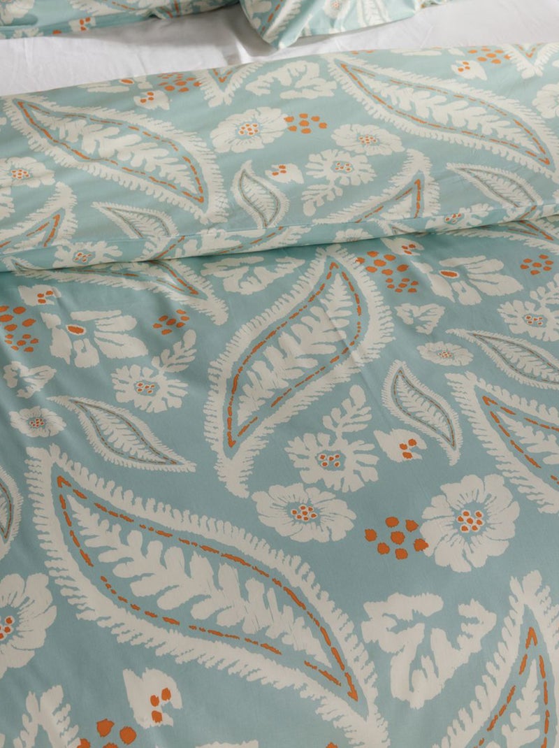 Dekbedset met verenprint - Voor 2-persoonsbed Blauw - Kiabi