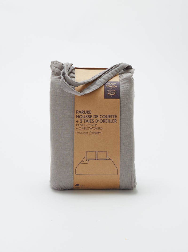 Dekbedset van zachte, luchtige katoen voor 2-persoonsbed (200 x 200 cm) - Kiabi Home grijs - Kiabi